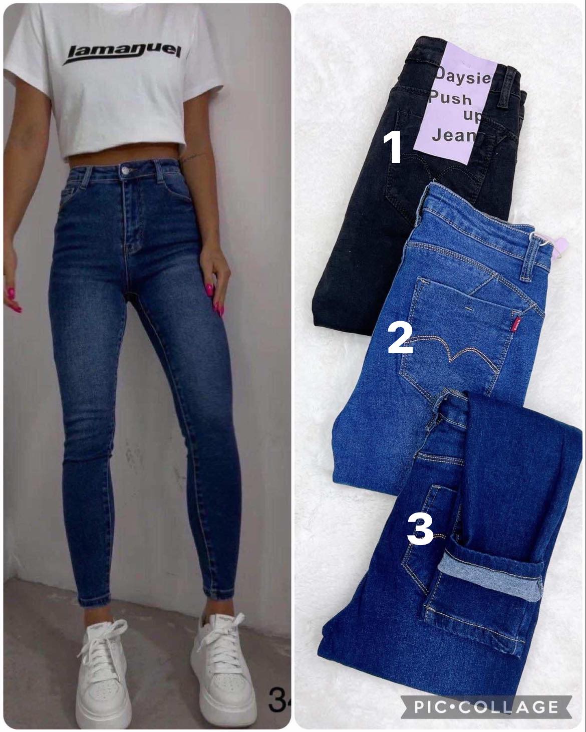 Ocieplane jeansy push up